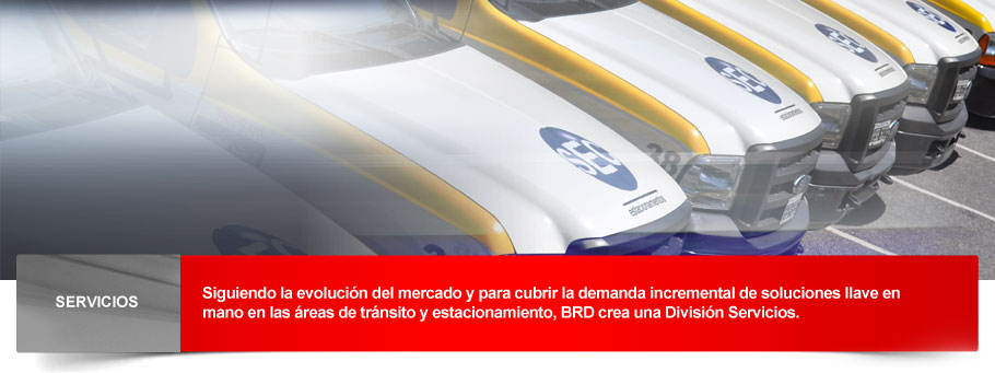 Siguiendo la evolucin del mercado y para cubrir la demanda incremental de soluciones llave en mano en las reas de trnsito y estacionamiento, BRD crea una Divisin Servicios.